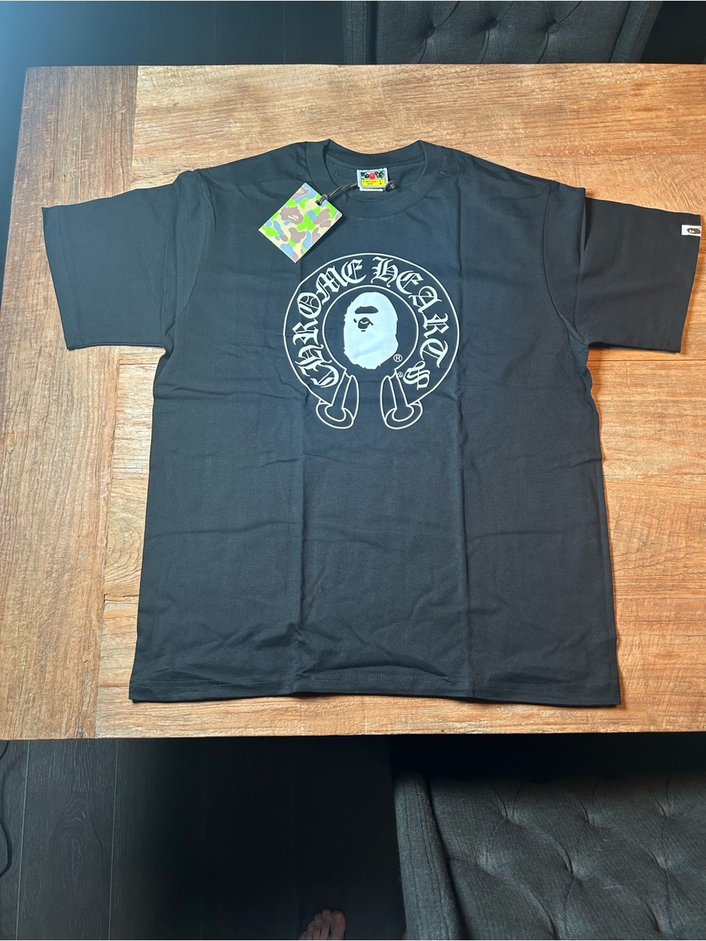 Chrome Hearts Black T-Shirt with White Center Graphic